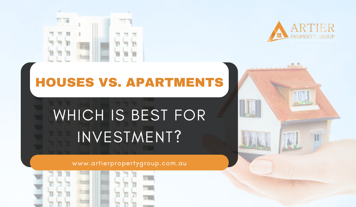 Presentation slide discussing investment in houses vs. apartments